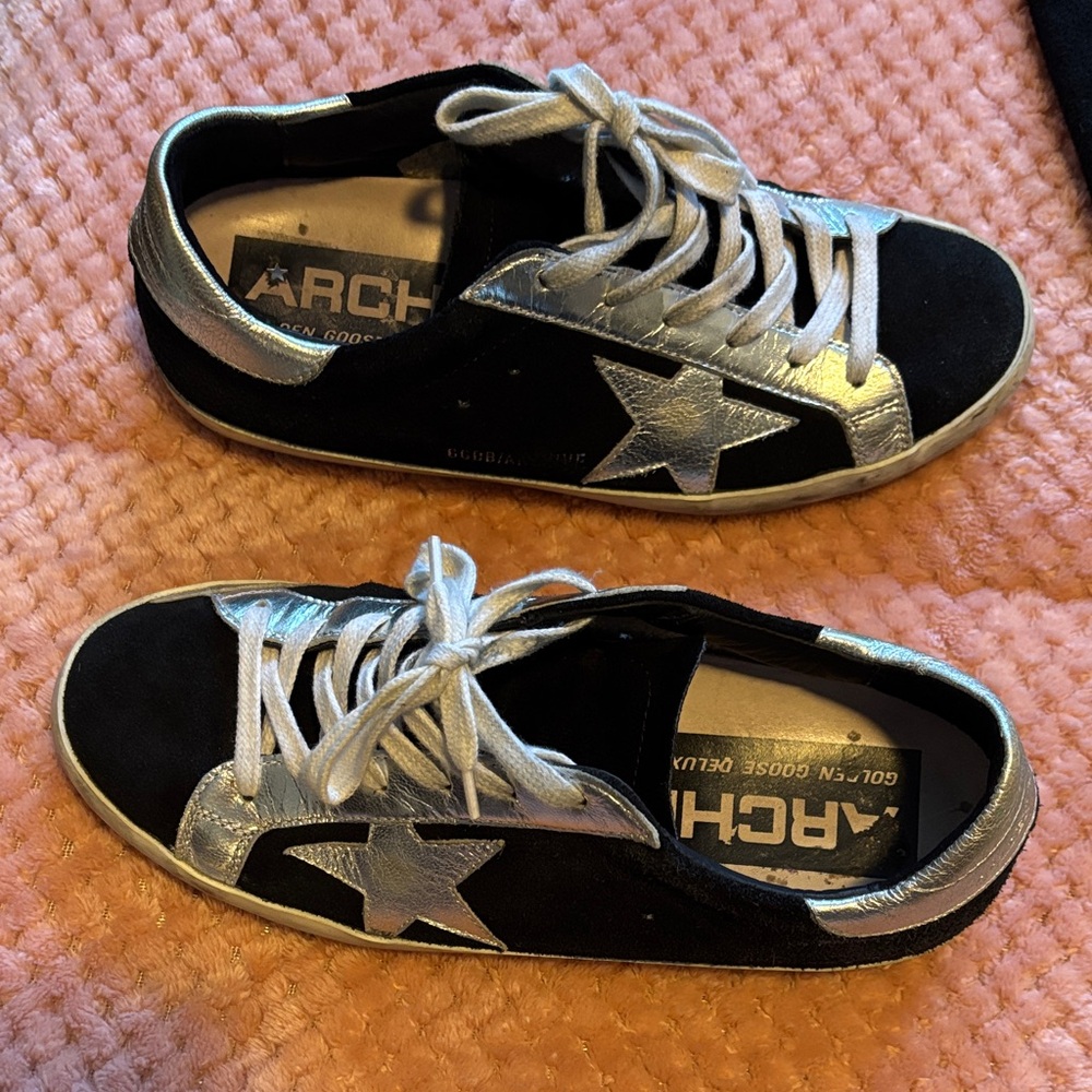 Golden Goose Black and Silver Star Archive Sneakers